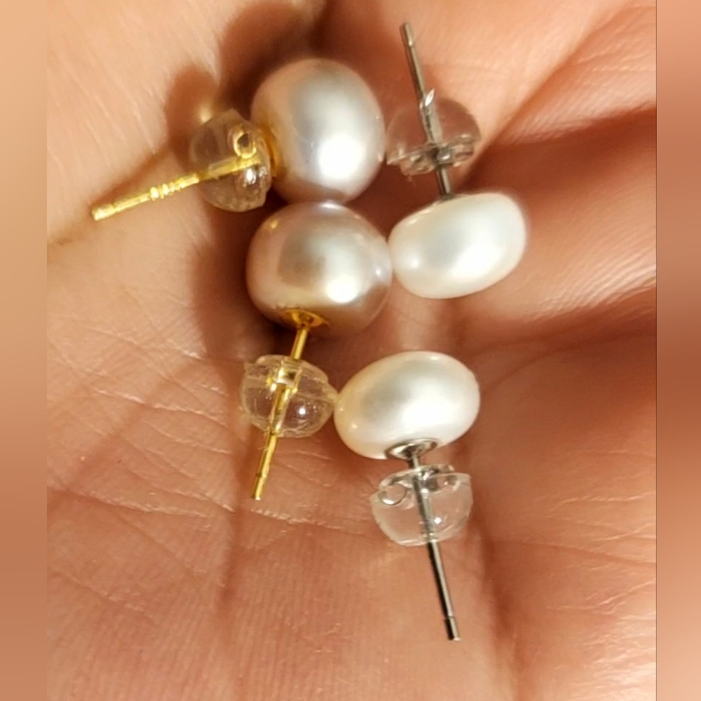 One Pair Of Pearl Earrings Sterling silver - Picture 3 of 6